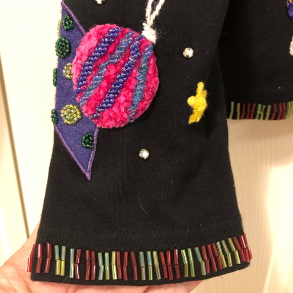 Vtg Beaer Beaded Christmas Sweater Size Medium - Picture 7 of 11